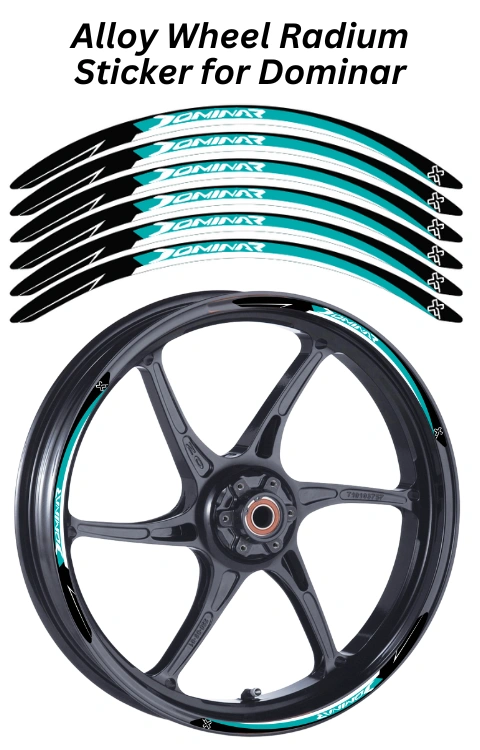 Alloy Wheel Radium Sticker For Dominar 250/400 | Made In Premium Radium With FPF(Fade Protection Film), Water Proof, Precut Sticker, Pack Of 12